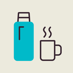 Thermos bottle vector icon. Camping sign