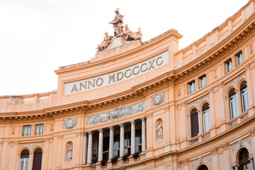 Exterior view of Galleria Umberto I, a public shopping gallery in Naples, Italy