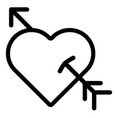 Arrow In Heart Flat Icon Isolated On White Background