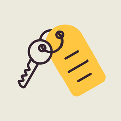 Hotel room key with number vector icon