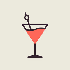 Cocktail drink glass icon vector