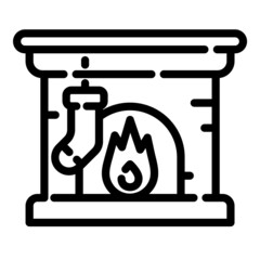 Fireplace Christmas Flat Icon Isolated On White Background