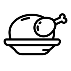 Turkey On Plate Flat Icon Isolated On White Background