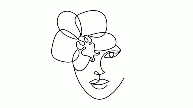 Face of an abstract woman with a flower.