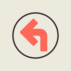 Turn left arrow vector icon. Navigation sign