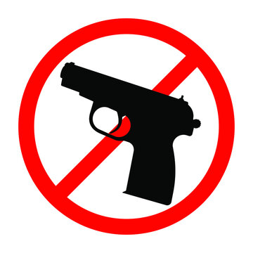 No weapons sign. No guns icon. Red round prohibition sign. Vector illustration. Stop war