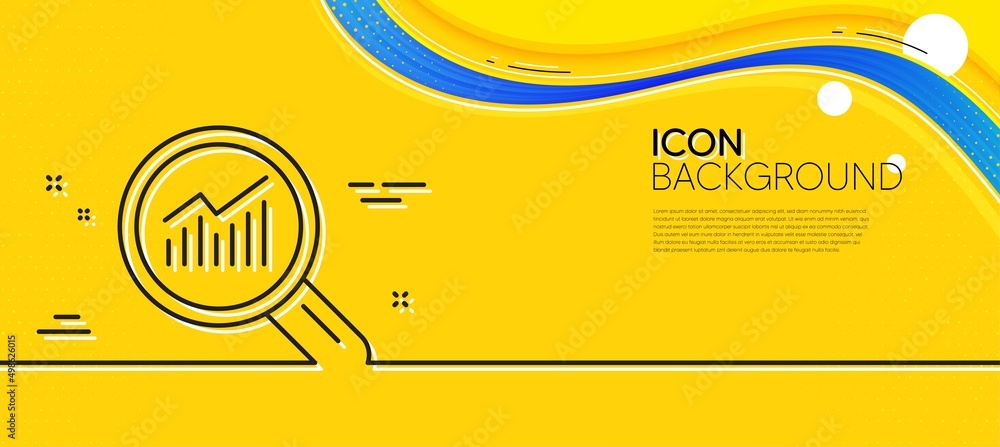 Poster chart line icon. abstract yellow background. report graph or sales growth sign in magnifying glass. 
