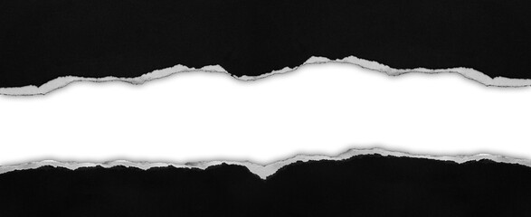 Ripped black paper on plain background, space for copy