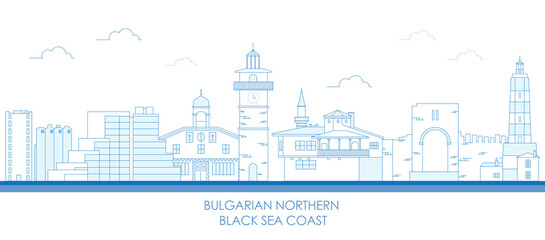 Obraz premium Outline Skyline panorama of Bulgarian northern Black sea coast - vector illustration 