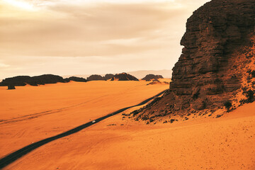 sunset over the desert