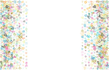 Colorful vector background made from Hindi alphabets, scripts, letters or characters in flat style.