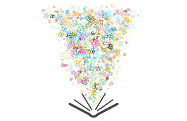 Colorful vector background made from Hindi alphabets, scripts, letters or characters in flat style.