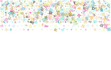Colorful vector background made from Hindi alphabets, scripts, letters or characters in flat style.