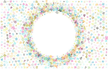 Colorful vector background made from Hindi alphabets, scripts, letters or characters in flat style.