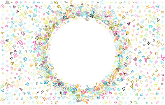 Colorful vector background made from Hindi alphabets, scripts, letters or characters in flat style.