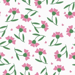flowers pattern seamless flat style vector