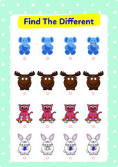 This worksheet contains the activity to find the picture that is different.