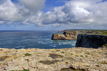 cliff and rocks at Pedra das Gaivotas near cape st Vincent in Sagres, algarve, Portugal