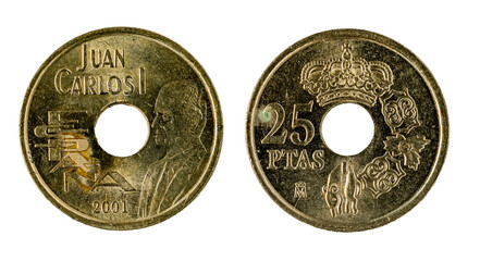 Spanish coins - 25 pesetas. Juan Carlos I. 2001