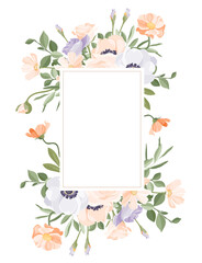 Rectangular floral vector frame
