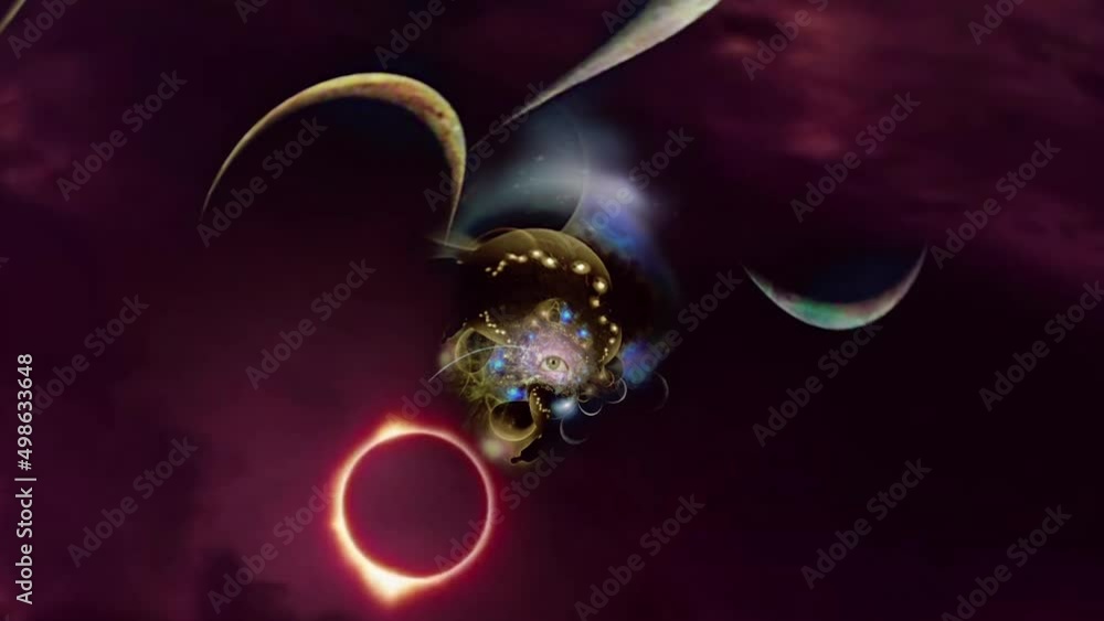 Wall mural surreal composition. eternal eye in endless space