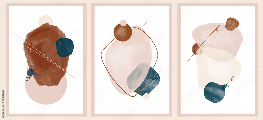 Poster background minimalistic stylish geometry with brush strokes hipster colored frame design. vector lin