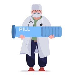 doctor standing with pills