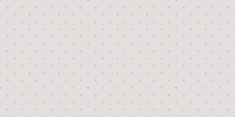 Vector golden minimalist seamless pattern with small crosses, tiny stars. Simple gold and gray minimal geometric texture. Abstract luxury background. Repeat wide design for decor, wallpapers, fabric