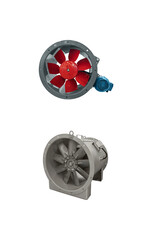 Fototapeta premium Few modern industrial fans closeup isolated on white background