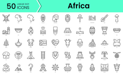 Set of africa icons. Line art style icons bundle. vector illustration