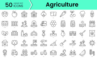 Set of agriculture icons. Line art style icons bundle. vector illustration