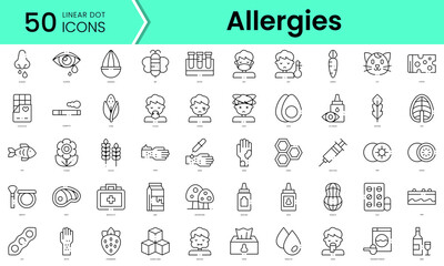 Set of allergies icons. Line art style icons bundle. vector illustration
