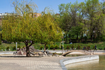 Beautiful natural landscape in a park near Open house in the centre of Yerevan, Armenia