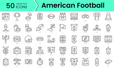 Set of american football icons. Line art style icons bundle. vector illustration