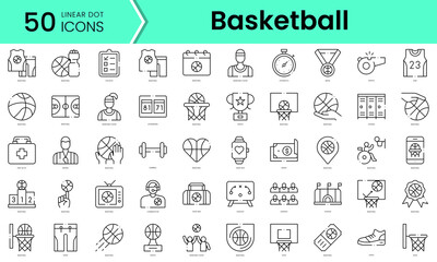 Set of basketball icons. Line art style icons bundle. vector illustration