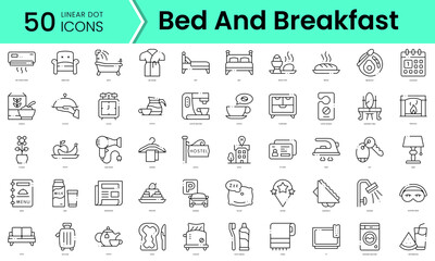 Fototapeta na wymiar Set of bed and breakfast icons. Line art style icons bundle. vector illustration