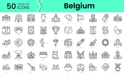 Set of belgium icons. Line art style icons bundle. vector illustration