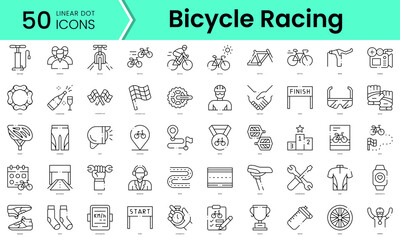 Set of bicycle racing icons. Line art style icons bundle. vector illustration