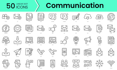 Fototapeta na wymiar Set of communication icons. Line art style icons bundle. vector illustration