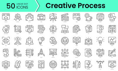 Set of creative process icons. Line art style icons bundle. vector illustration