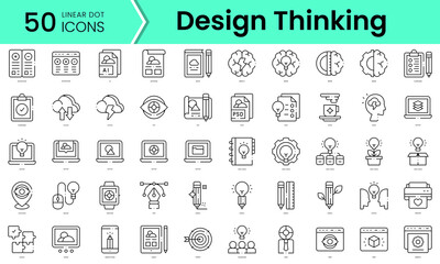 Fototapeta na wymiar Set of design thinking icons. Line art style icons bundle. vector illustration
