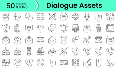 Fototapeta na wymiar Set of dialogue assets icons. Line art style icons bundle. vector illustration