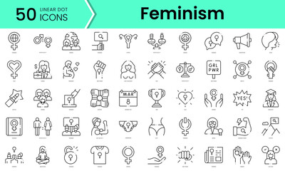 Set of feminism icons. Line art style icons bundle. vector illustration