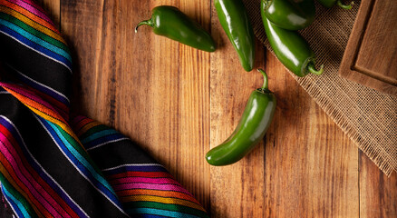 Serrano Chile or Green Chile. (Capsicum annum). Very popular variety of hot chili in Mexican...