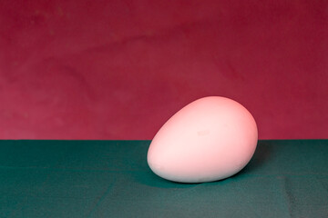 Egg on a uniform background of two colors
