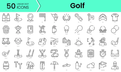 Foto auf Acrylglas Set of golf icons. Line art style icons bundle. vector illustration © IconKitty 