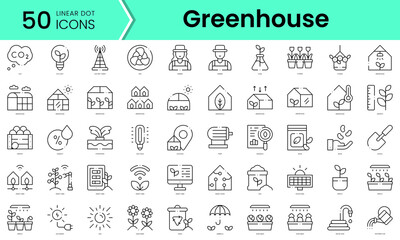 Fototapeta na wymiar Set of greenhouse icons. Line art style icons bundle. vector illustration