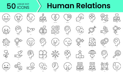 Fototapeta na wymiar Set of human relations and emotions icons. Line art style icons bundle. vector illustration