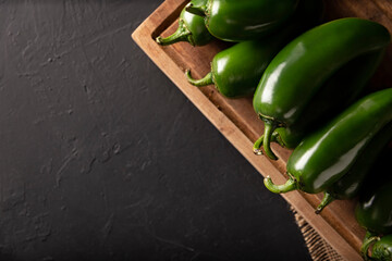 Serrano Chile or Green Chile. (Capsicum annum). Very popular variety of hot chili in Mexican...