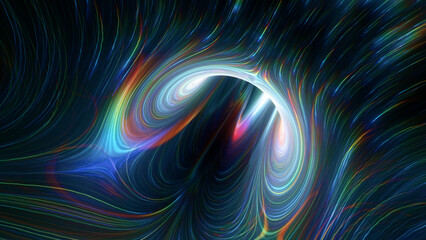 Spacetime Scifi Digital Arts concept distortion warp on space bended curved as hole 3d render